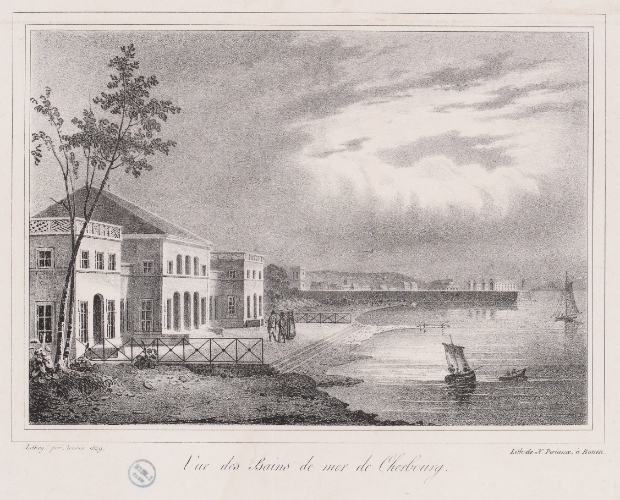 Vue des Bains de mer de Cherbourg, JB. Arnout, 1829 (FNI C 1741)
