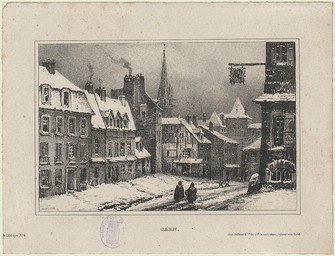 Caen : [effet de neige avec vue du clocher de Saint-Pierre] | 