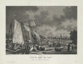 Vue du port de Caen prise du quai de Vaucelles | Garneray, Louis (1783-1857)