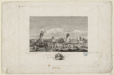 [Le port de Caen vu de la Prérie[sic]] | Le Gouaz, Yves-Marie (1742-1816)