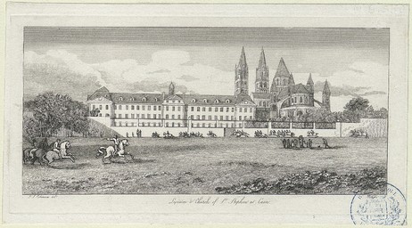 Lyceum and church of St Stephen at Caen = Lycée et église St Etienne à Caen | Cotman, John Sell (1782-1842)