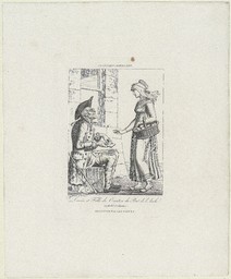Devin et fille du Canton du Pont de l'Arche en habit ordinaire : divination par les cartes | Langlois, Eustache-Hyacinthe (1777-1837)