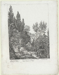 Vuë d'un tombeau antique dans le jardin des pere [sic] Capucins de Catane | Langlois, Joachim (1759-1830)