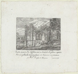 [Ruine d'église] : 30 mars 1823 : contre épreuve sur taffetas ciré au trait et à la plume ; reportée sur une plache de porcelaine et terminée au pinceau | Langlois, Joachim (1759-1830)