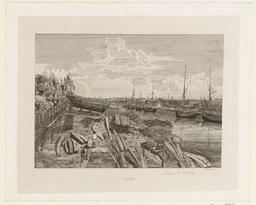 Caen [vue des chantiers de construction du port de Caen] | Boscain, F. (17..?-18..?)