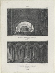 Caen, ancienne abbaye Ste Trinité : église : tribunes. crypte | Jacottet, Louis-Julien (1806-1880)
