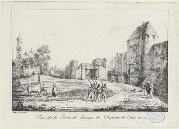 Vue de la Porte de Secours du Château de Caen en 1819 | Lasteyrie (18..?-18..? ; lithographe)