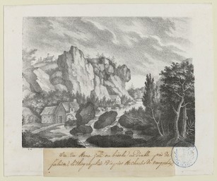 Vue du Mont Joli ou brèche au Diable : près de falaise, lithographié d'après M. Charles de Vauquelin | Engelmann, Godefroy (1788-1839)