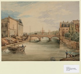 [Vue du pont de Vaucelles à Caen] | Lasne, Adolphe (18..-18..)