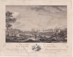 Le port du Havre : vue de la Citadelle sur le Bastion du Roi | Le Gouaz, Yves-Marie (1742-1816)