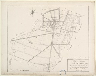 Terre et Château d'Ecoville, près Caen, appartenant aux héritiers de Mme la Marquise d'Hautefeuille : vensu au Sr Tostain le 3 septembre 1822 | Langlumé (17..-18.. ; lithographe)