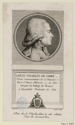 Louis Charles de Grieu : Prieur et commandataire de St Hymair, né à St Benoit d'Hibertot en 1755 | Beljambe, Pierre-François-Alexandre (1759-1820)