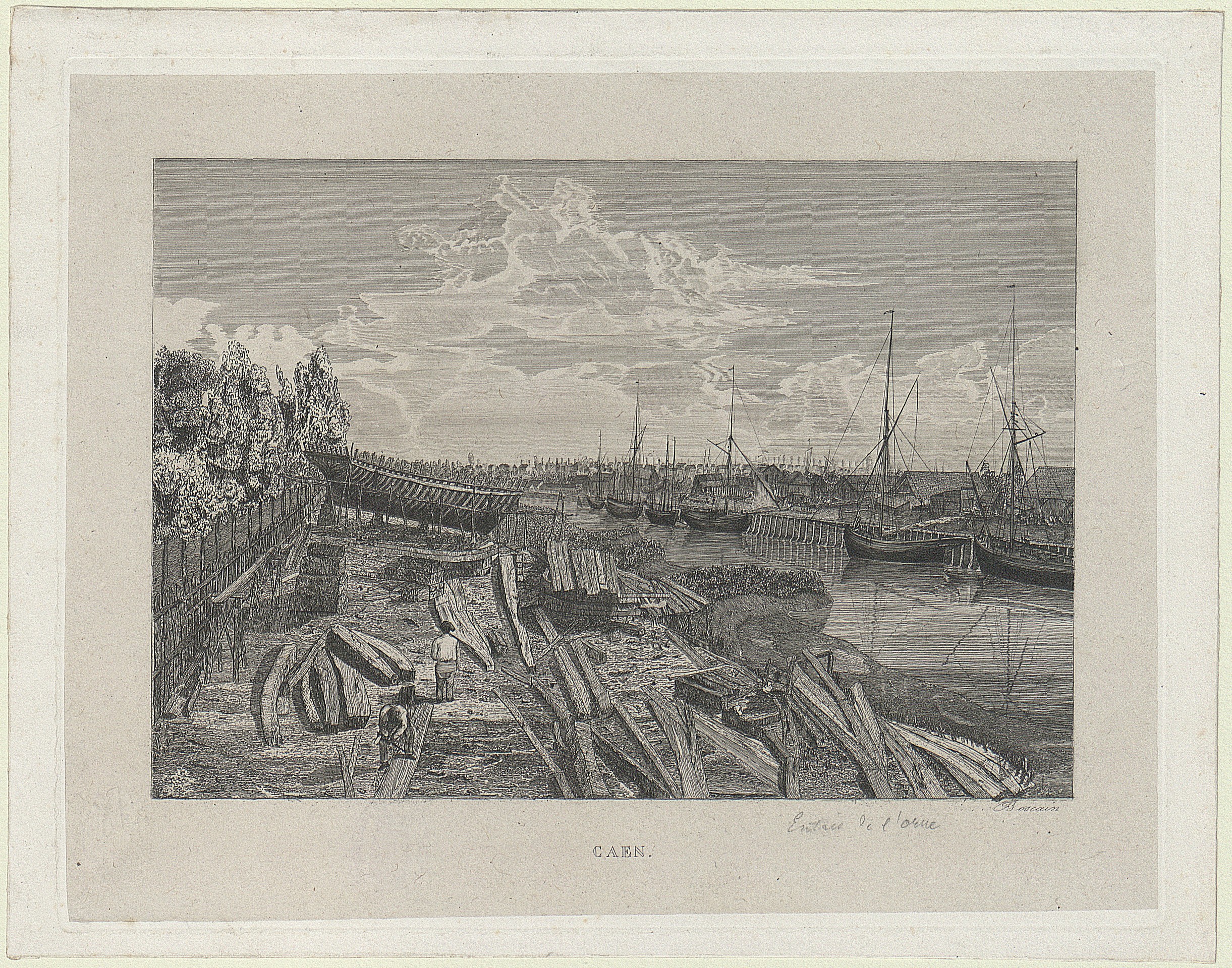 Caen. Vue des chantiers de construction du port de Caen / Boscain - FNI C 226